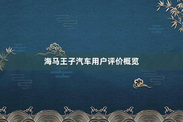 海马王子汽车用户评价概览